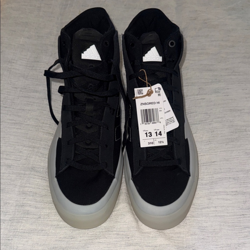 Adidas Men's Black and White High-Top Sneakers